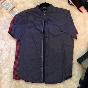 Blue Polka Dot Shortsleeve Button Down